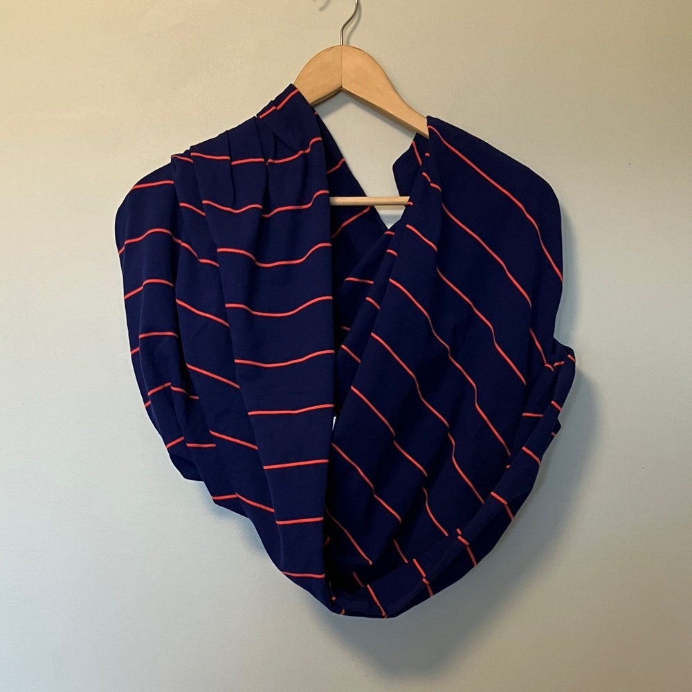 Lululemon Vinyasa Striped Infinity Scarf in Blue with Coral Accents